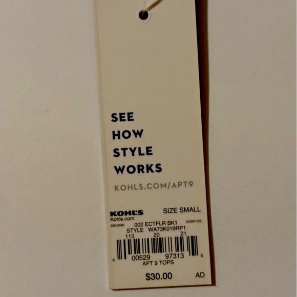 NWT Apt 9 Women’s Small Sleeveless Floral Black Top - Picture 6 of 7